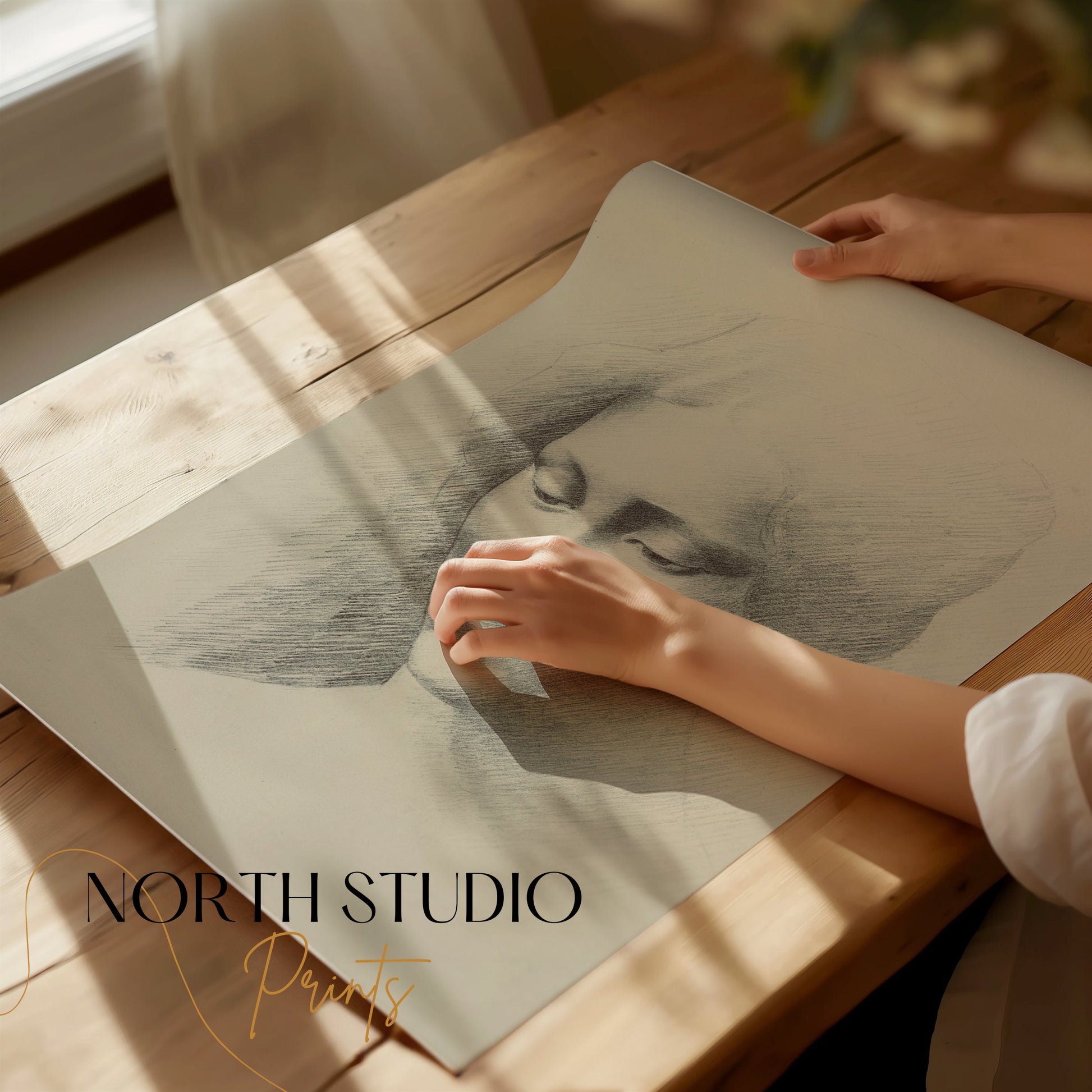 Premium Poster of Vintage Sketch of Woman's Face Art Print Posters