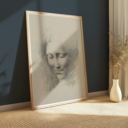 Premium Poster of Vintage Sketch of Woman's Face Art Print Posters