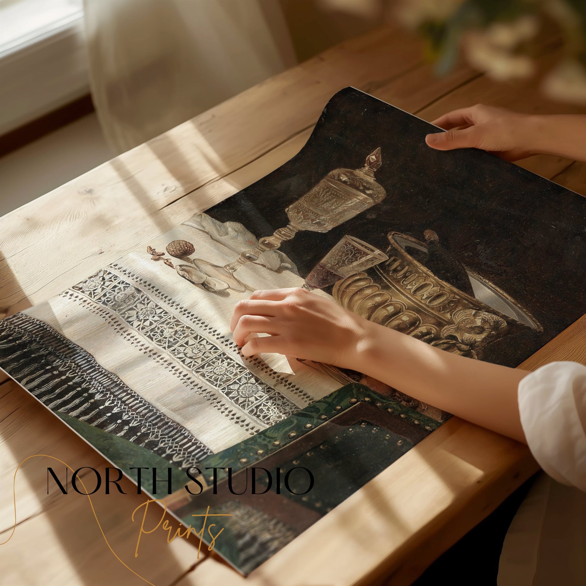Premium Poster of Vintage Still Life with Glassware and Lemon Posters