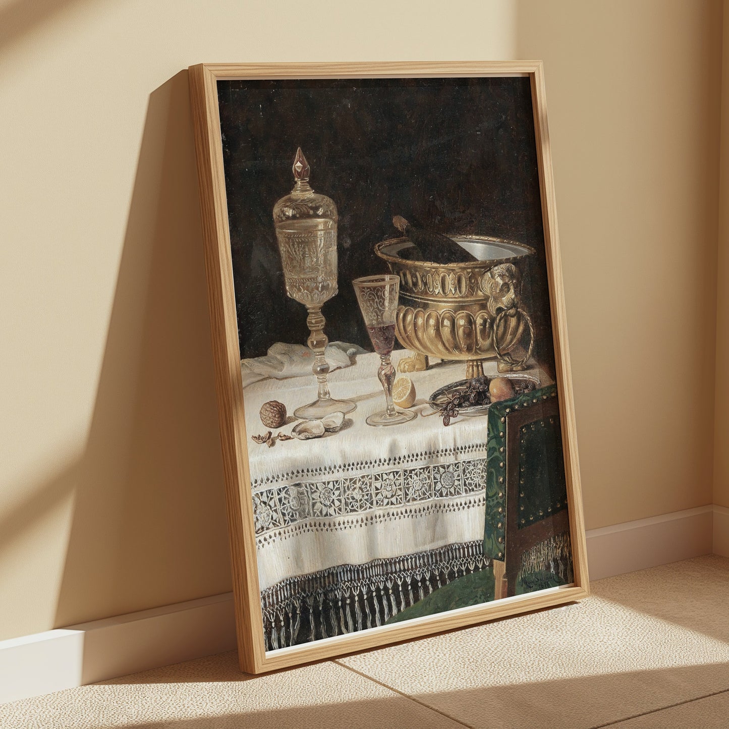 Premium Poster of Vintage Still Life with Glassware and Lemon Posters