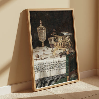 Premium Poster of Vintage Still Life with Glassware and Lemon Posters