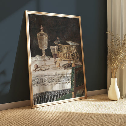 Premium Poster of Vintage Still Life with Glassware and Lemon Posters
