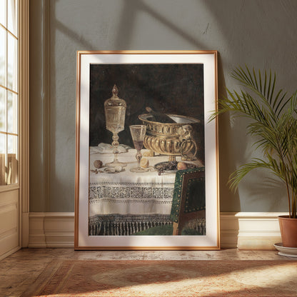 Premium Poster of Vintage Still Life with Glassware and Lemon Posters