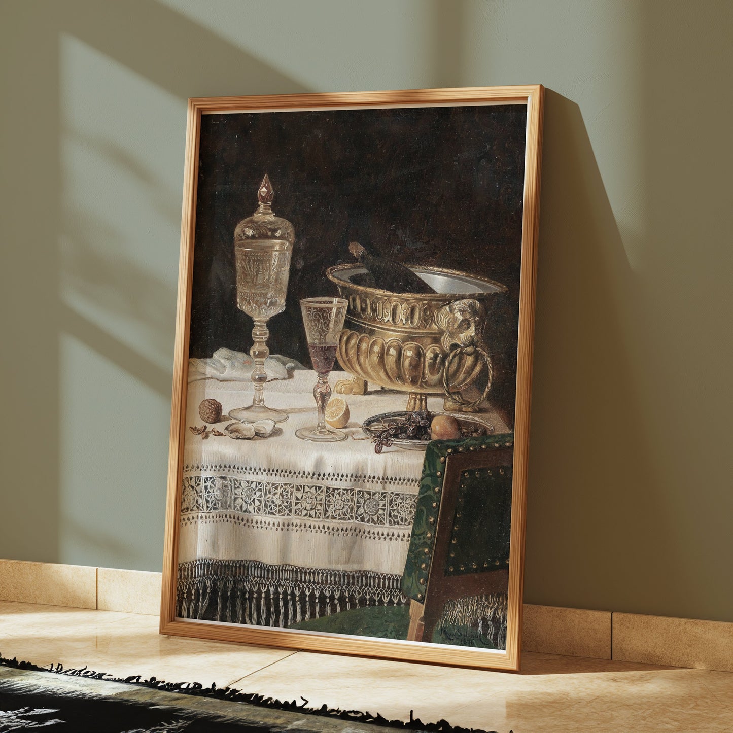 Premium Poster of Vintage Still Life with Glassware and Lemon Posters