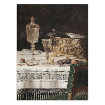Premium Poster of Vintage Still Life with Glassware and Lemon Posters