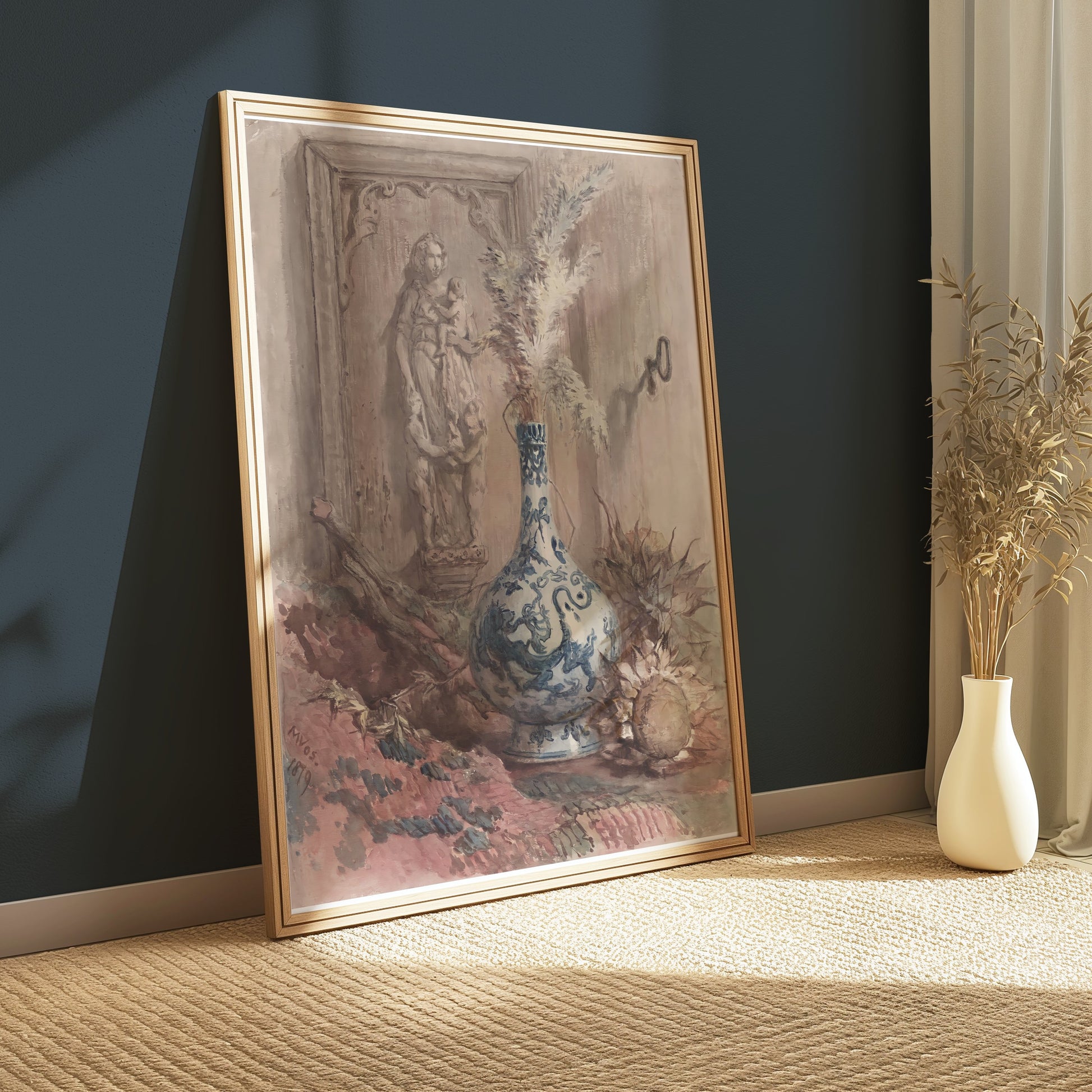 Premium Poster of Vintage Still Life with Vase and Sculpture Posters