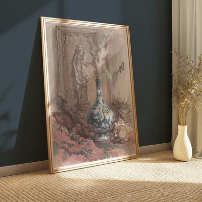 Premium Poster of Vintage Still Life with Vase and Sculpture Posters