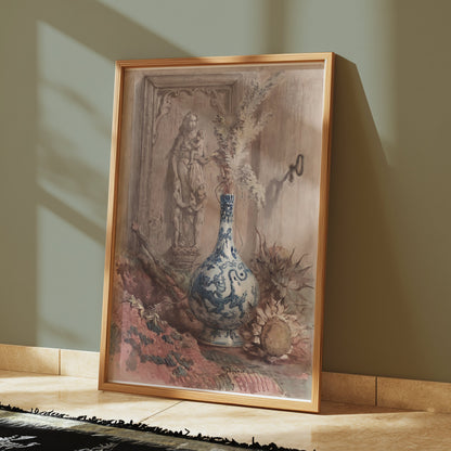 Premium Poster of Vintage Still Life with Vase and Sculpture Posters