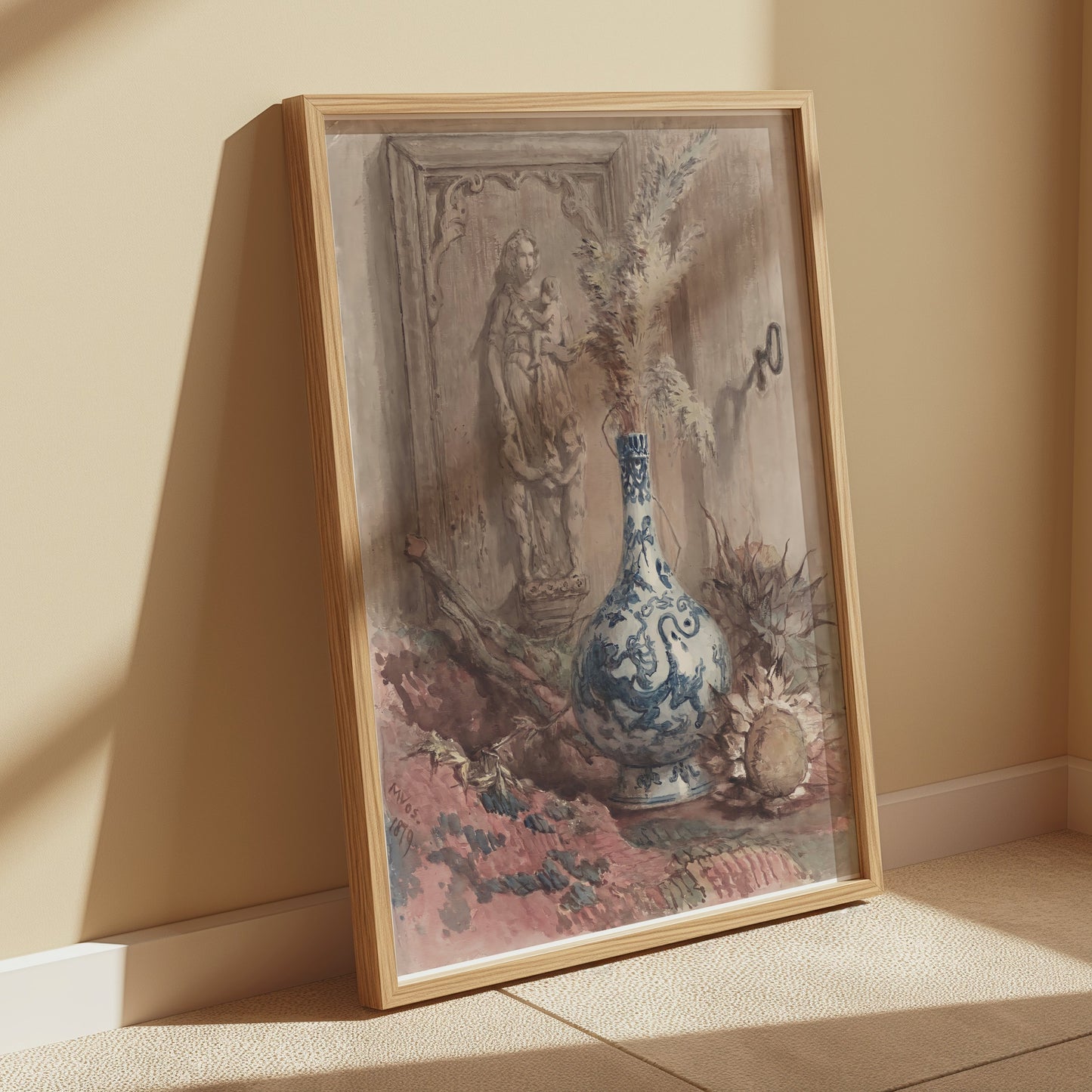 Premium Poster of Vintage Still Life with Vase and Sculpture Posters