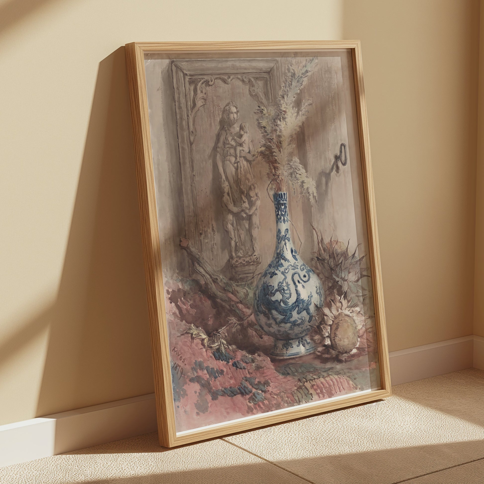 Premium Poster of Vintage Still Life with Vase and Sculpture Posters