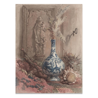Premium Poster of Vintage Still Life with Vase and Sculpture Posters