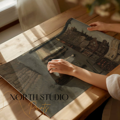 Premium Poster of Vintage Street Scene Art Retro Print Posters