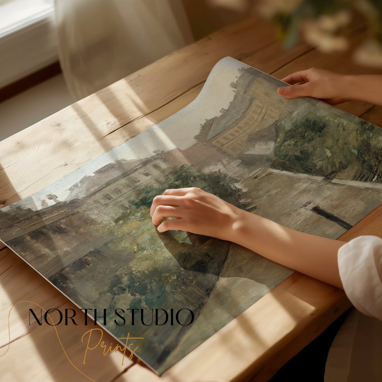Premium Poster of Vintage Street Scene European Landscape Art Posters