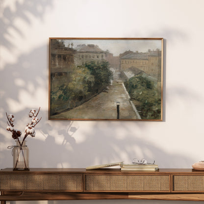 Premium Poster of Vintage Street Scene European Landscape Art Posters