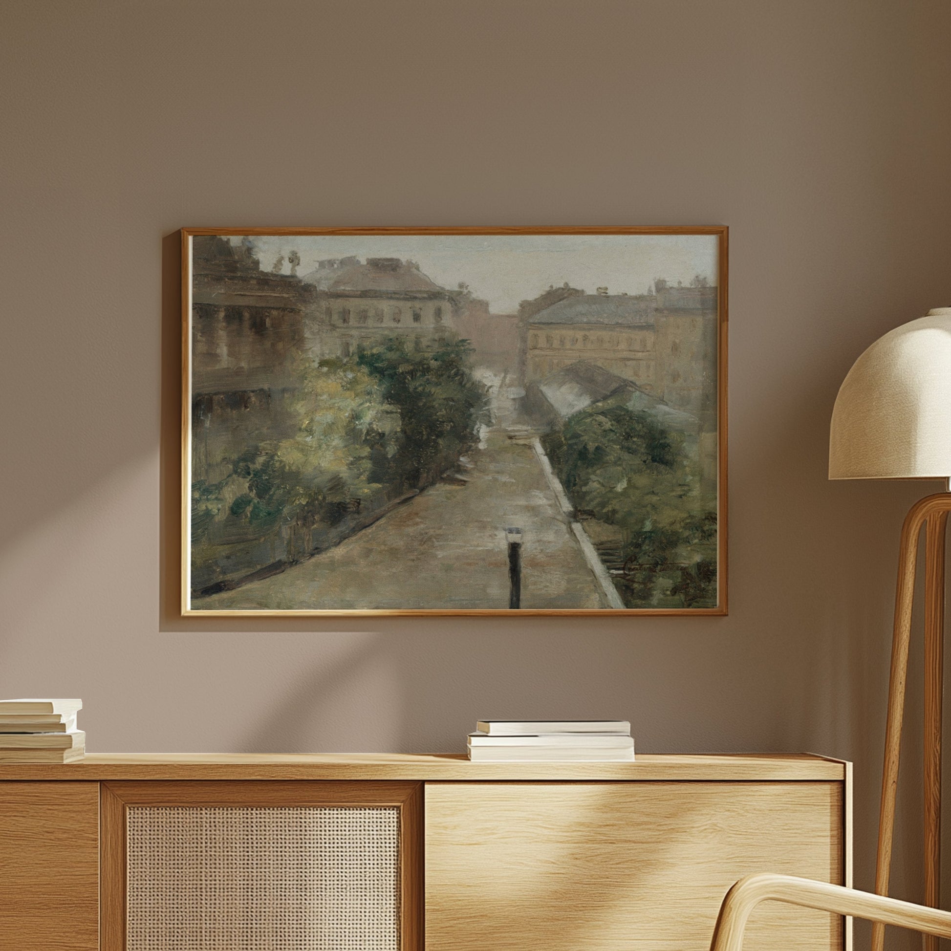Premium Poster of Vintage Street Scene European Landscape Art Posters