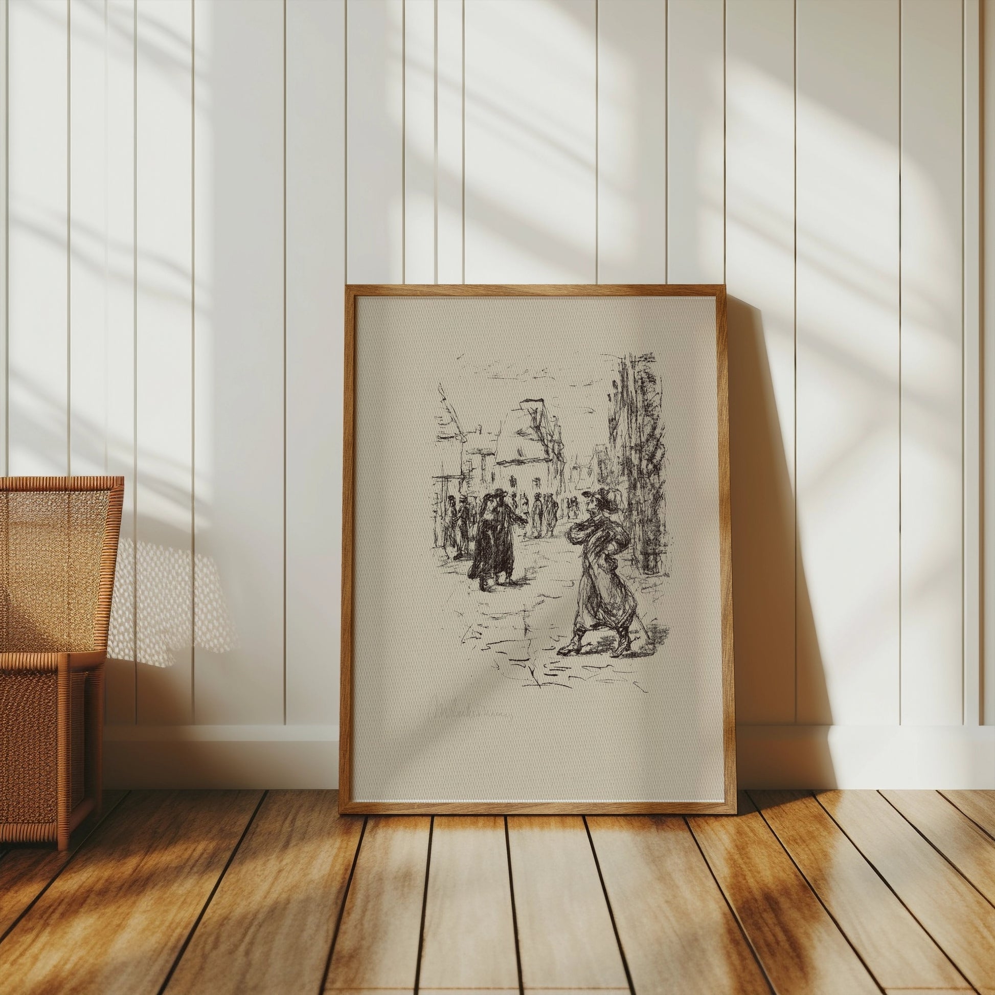 Premium Poster of Vintage Street Scene Sketch Art Print Posters
