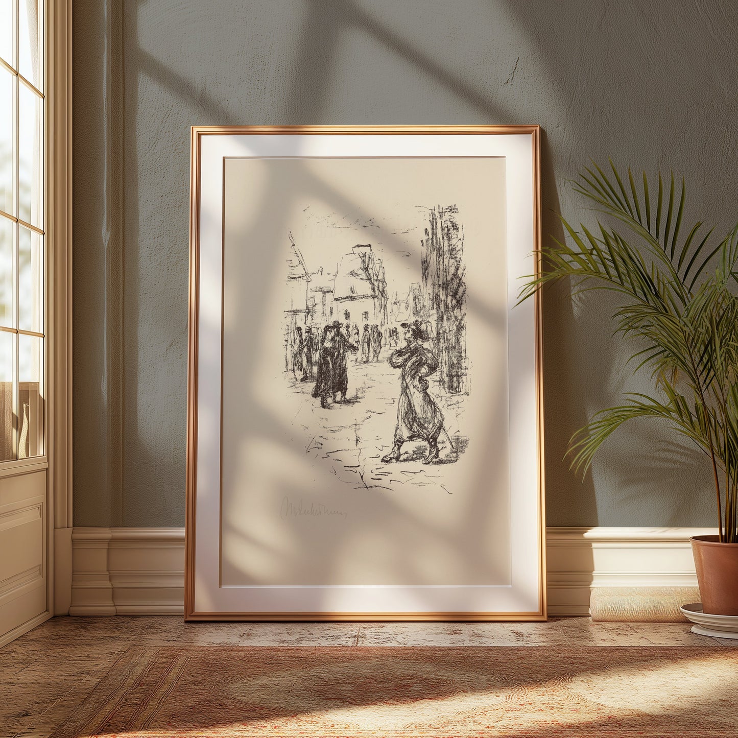 Premium Poster of Vintage Street Scene Sketch Art Print Posters
