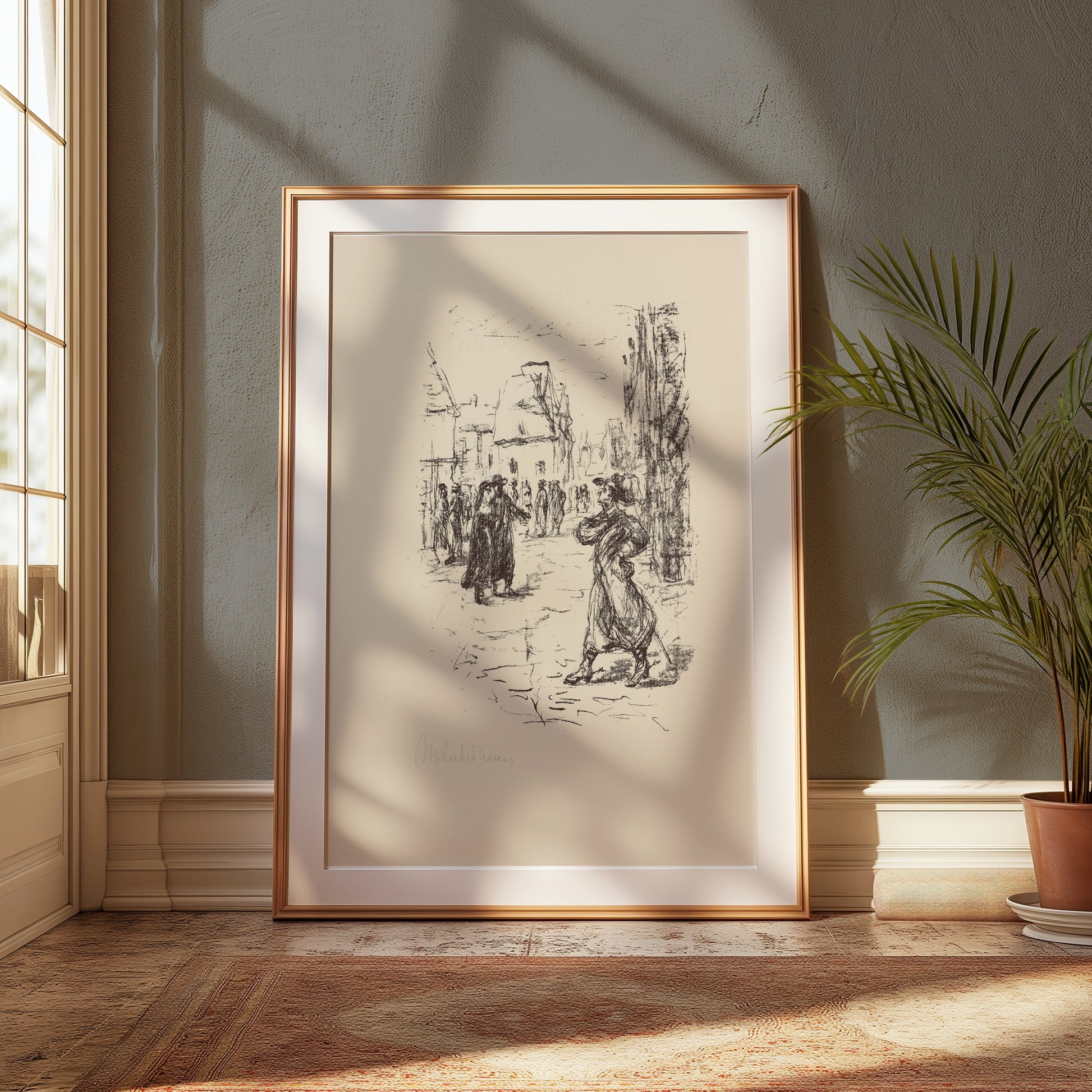 Premium Poster of Vintage Street Scene Sketch Art Print Posters