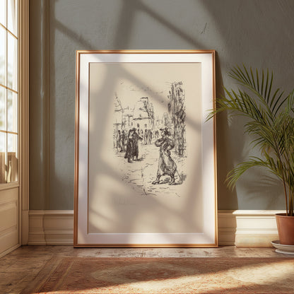 Premium Poster of Vintage Street Scene Sketch Art Print Posters