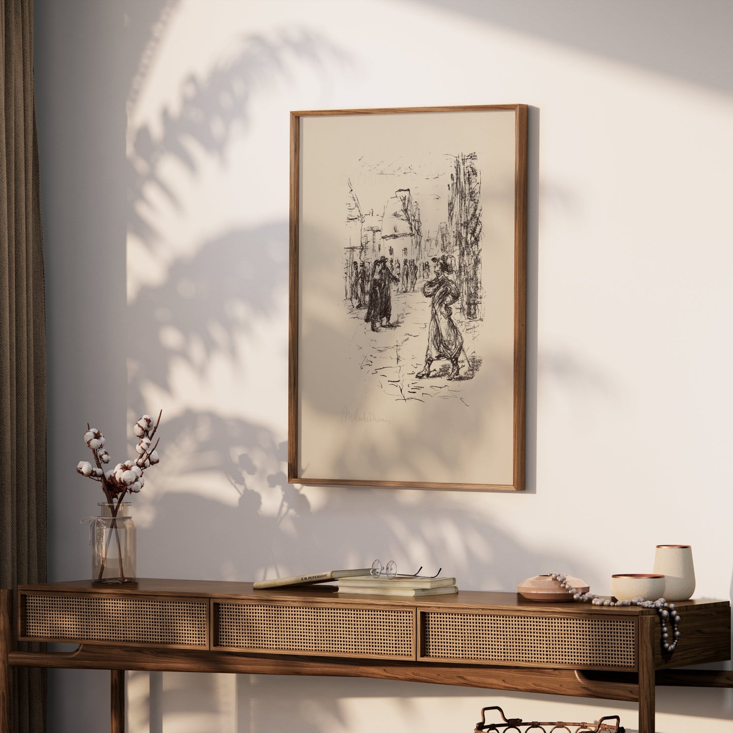 Premium Poster of Vintage Street Scene Sketch Art Print Posters