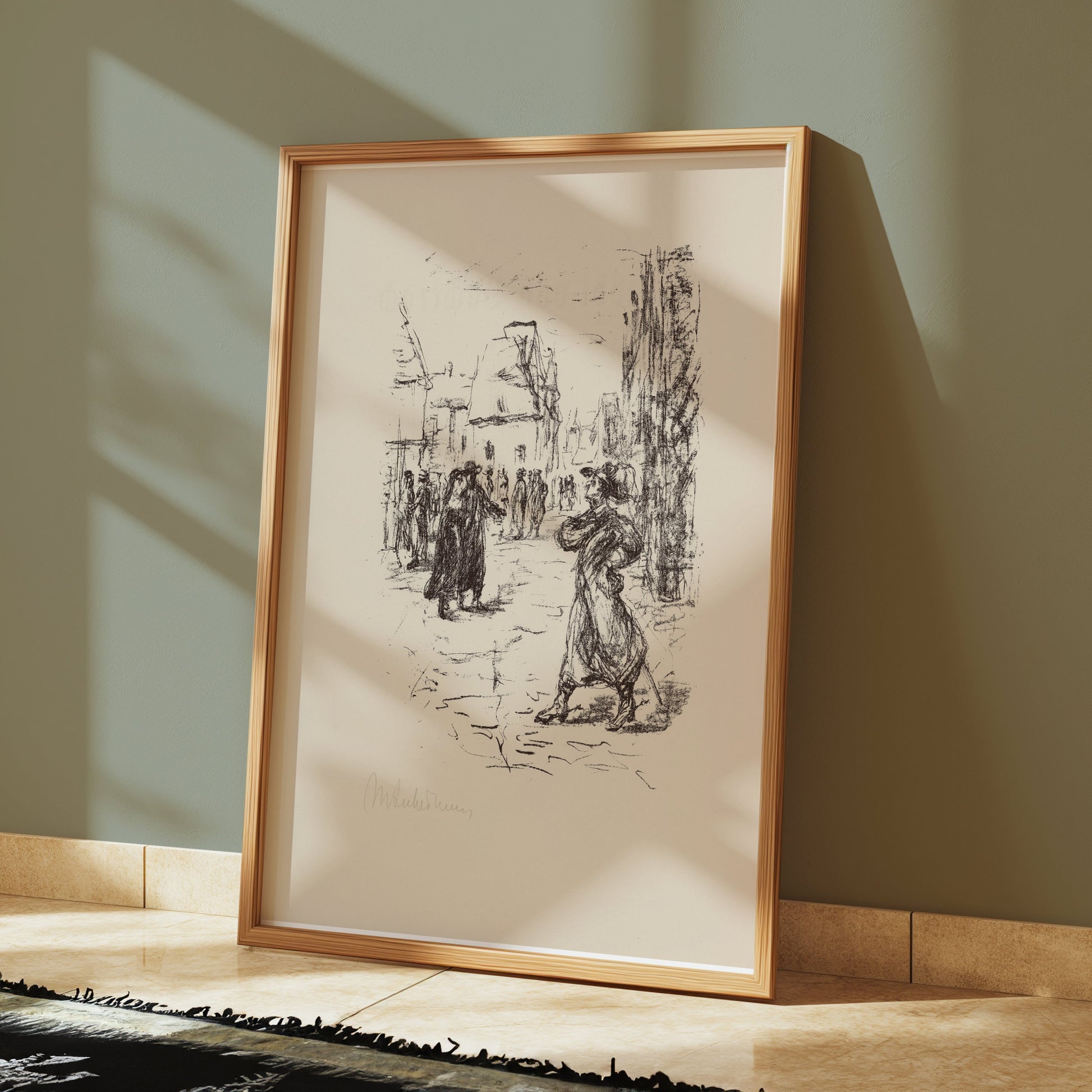 Premium Poster of Vintage Street Scene Sketch Art Print Posters
