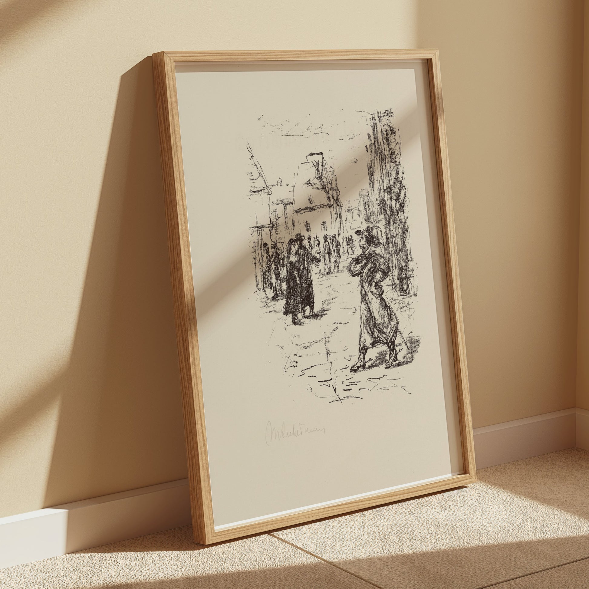 Premium Poster of Vintage Street Scene Sketch Art Print Posters