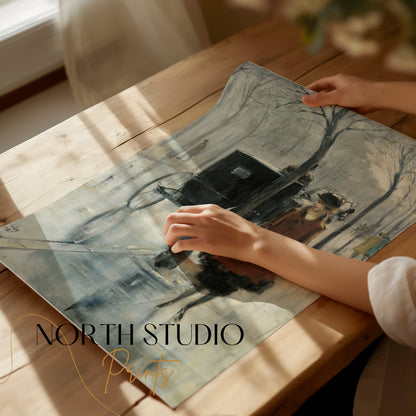 Premium Poster of Vintage Street Scene with Carriage Posters