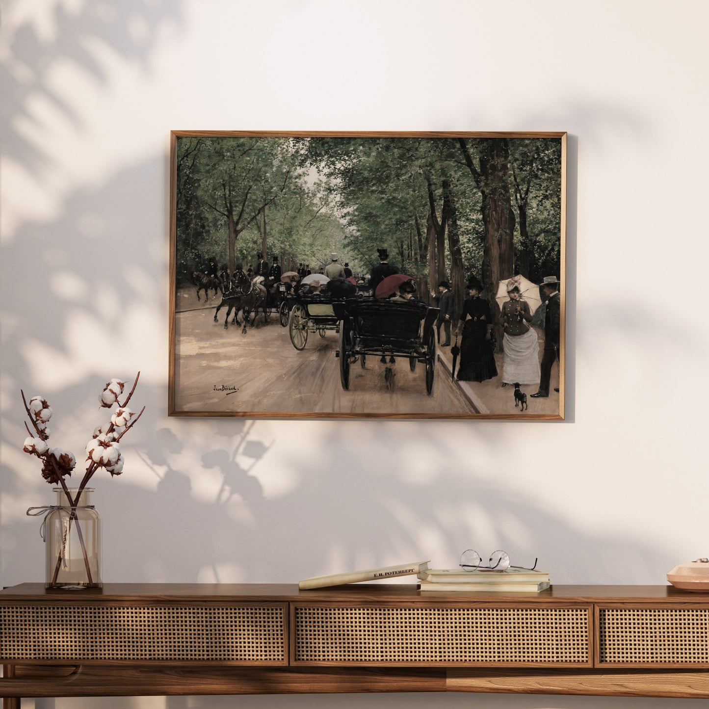 Premium Poster of Vintage Street Scene with Horse Carriages Posters