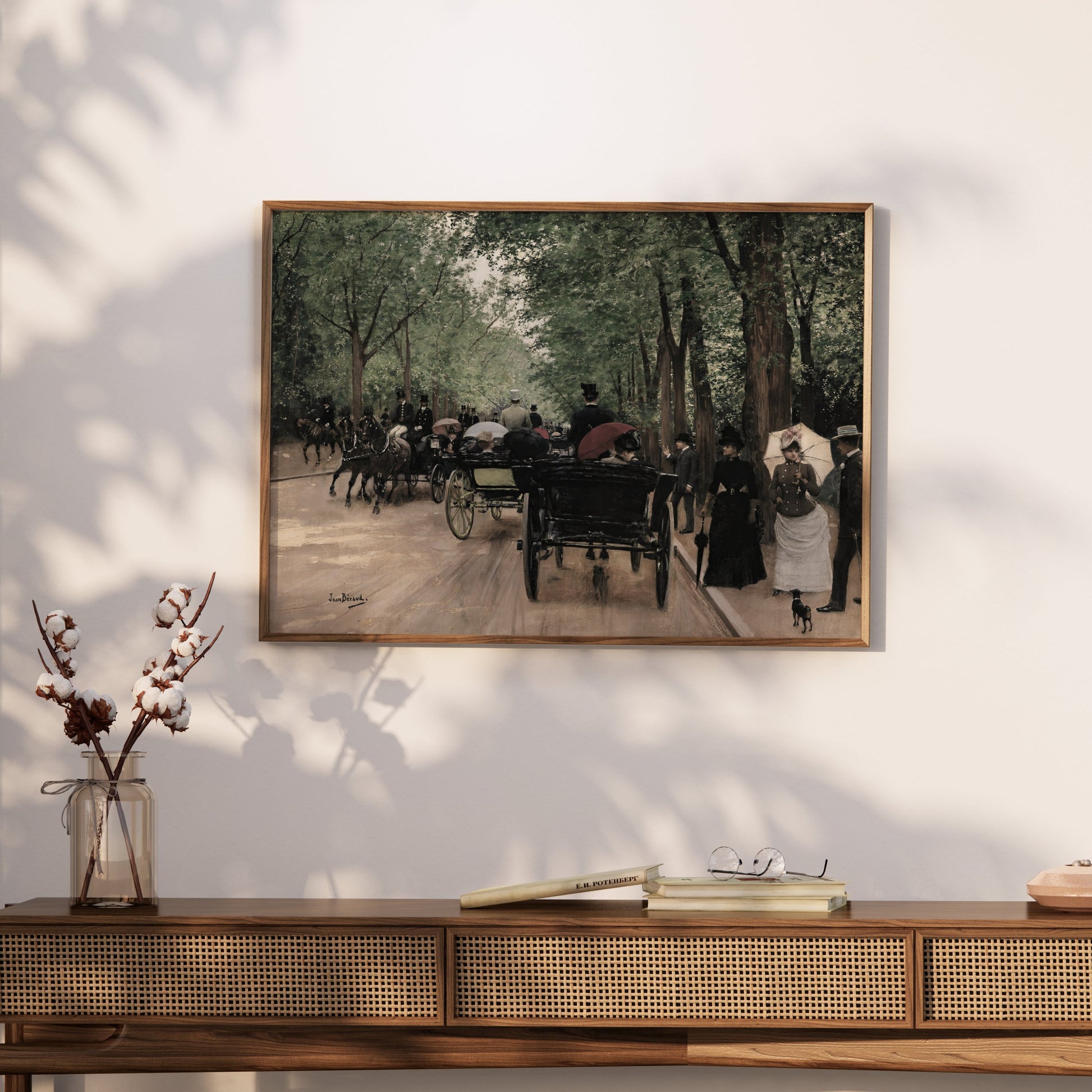 Premium Poster of Vintage Street Scene with Horse Carriages Posters