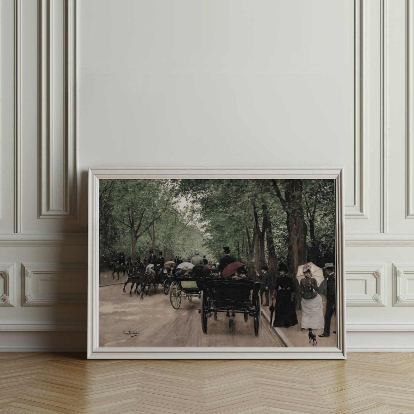 Premium Poster of Vintage Street Scene with Horse Carriages Posters