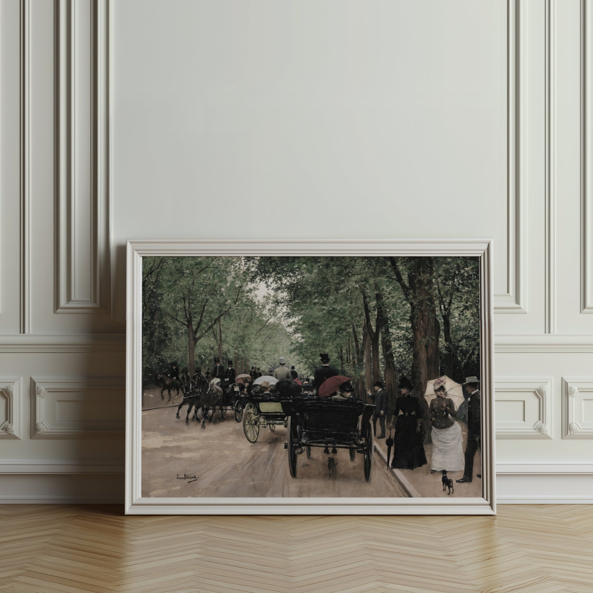 Premium Poster of Vintage Street Scene with Horse Carriages Posters