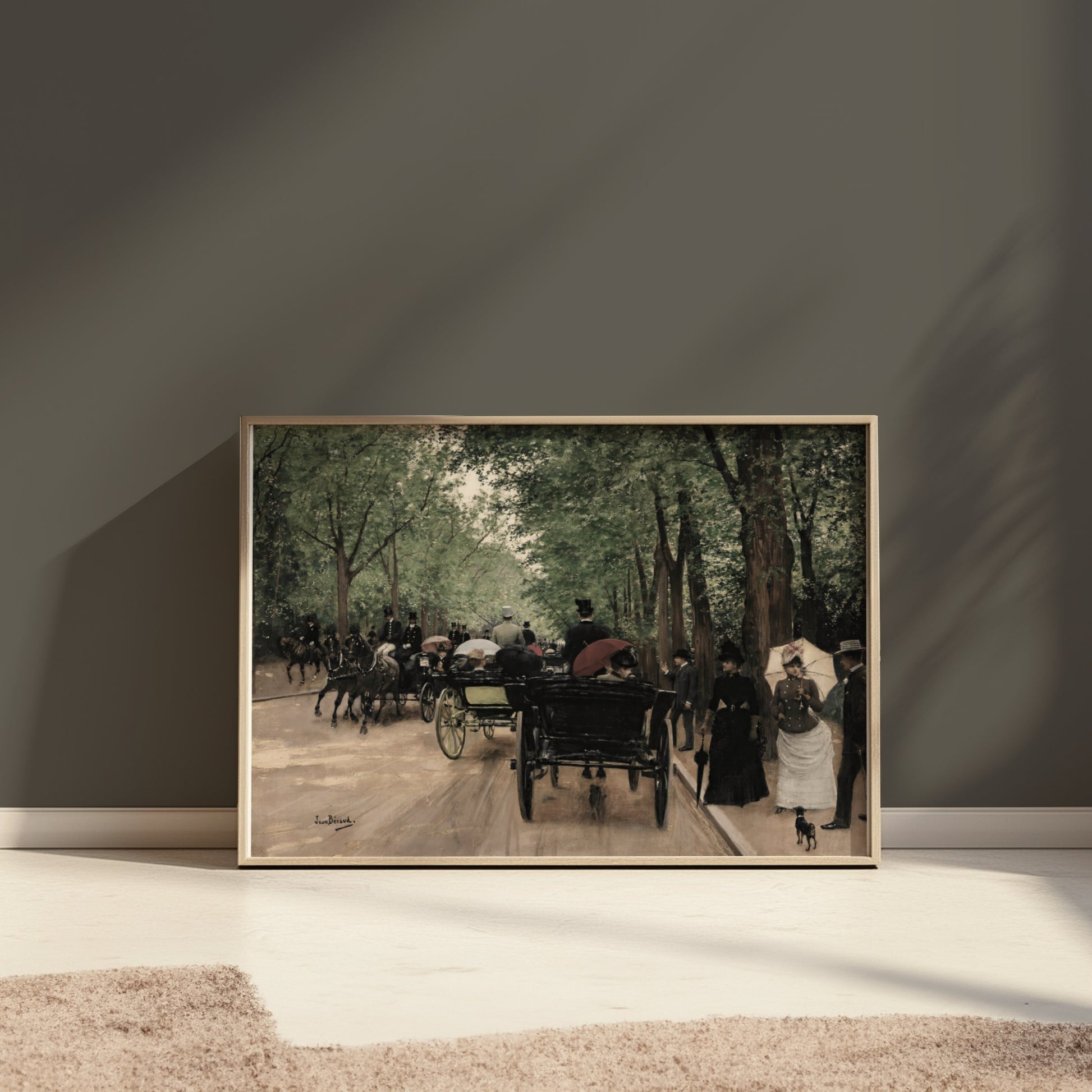 Premium Poster of Vintage Street Scene with Horse Carriages Posters