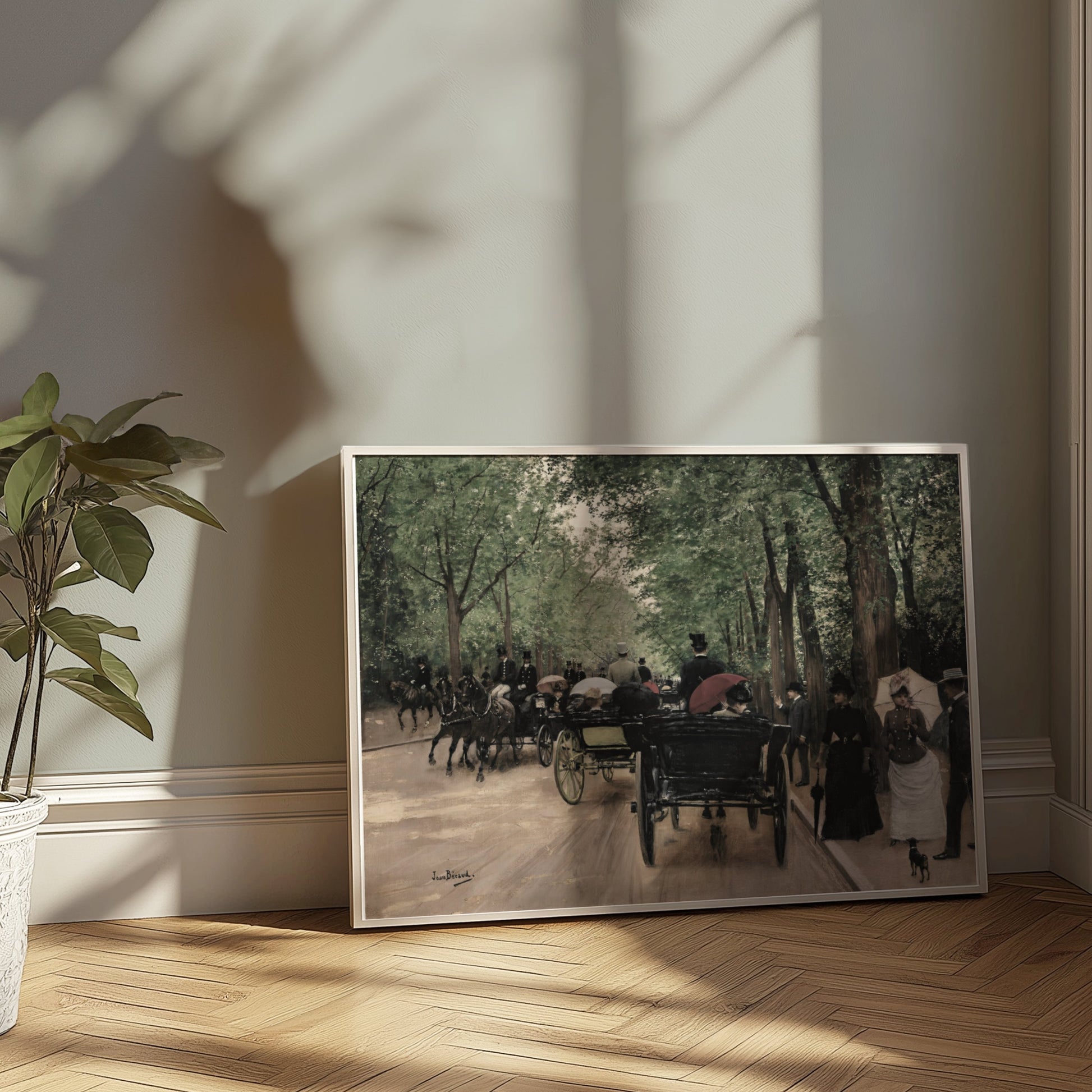 Premium Poster of Vintage Street Scene with Horse Carriages Posters