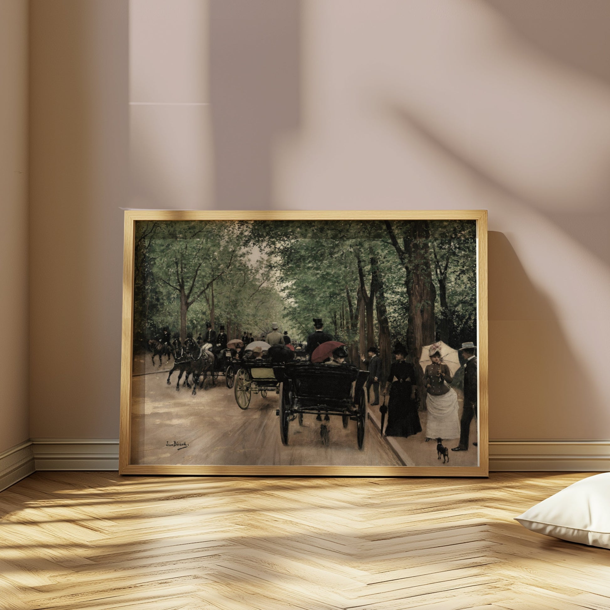 Premium Poster of Vintage Street Scene with Horse Carriages Posters