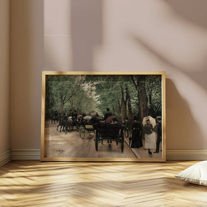 Premium Poster of Vintage Street Scene with Horse Carriages Posters