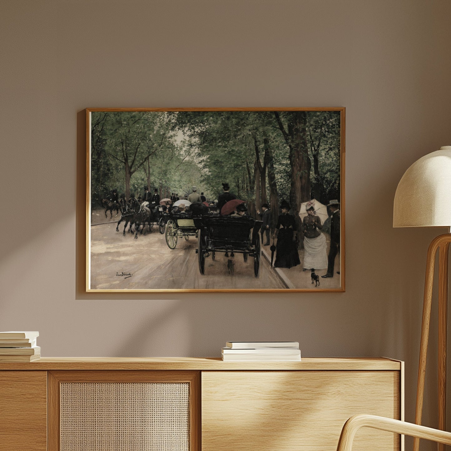 Premium Poster of Vintage Street Scene with Horse Carriages Posters