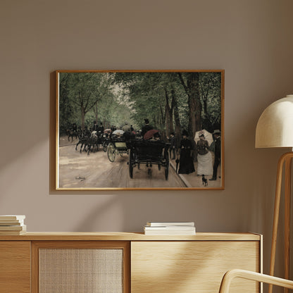 Premium Poster of Vintage Street Scene with Horse Carriages Posters