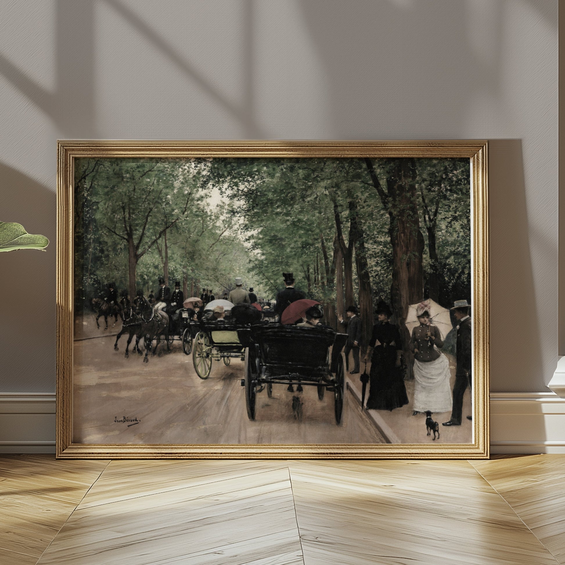 Premium Poster of Vintage Street Scene with Horse Carriages Posters