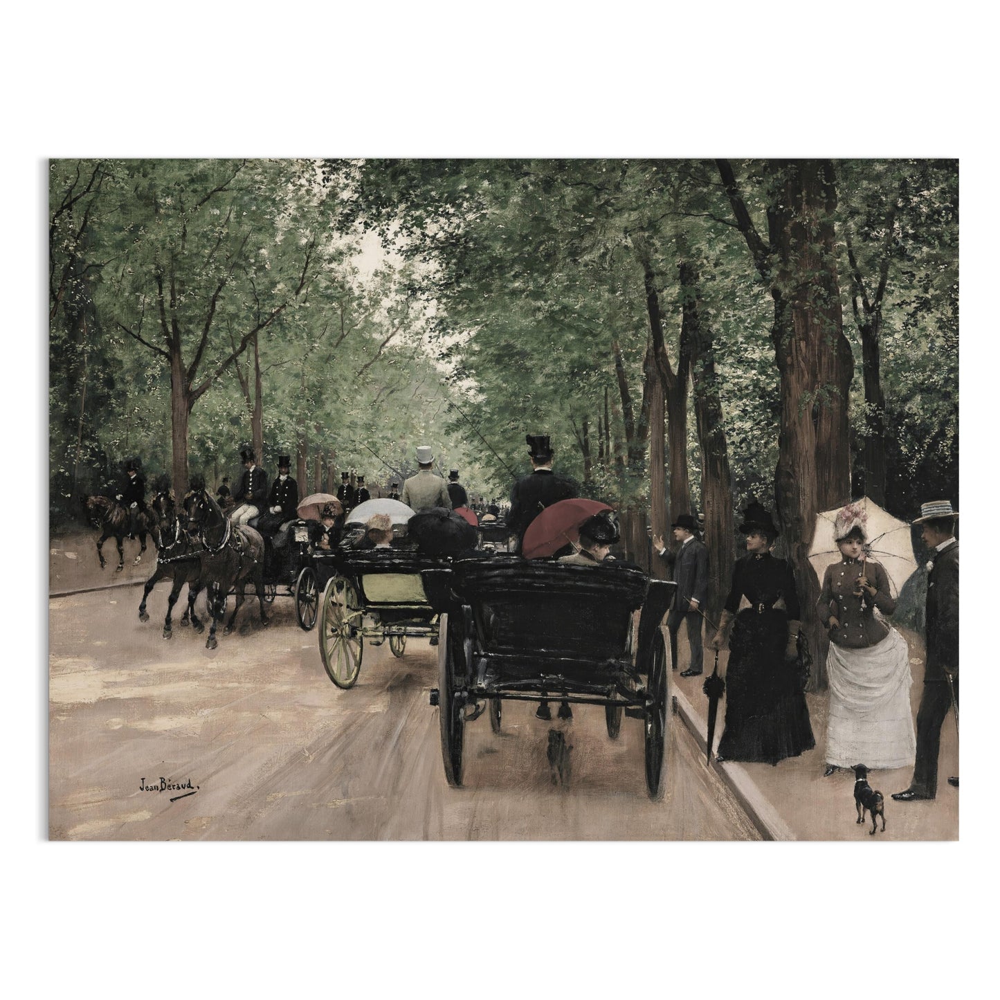 Premium Poster of Vintage Street Scene with Horse Carriages Posters