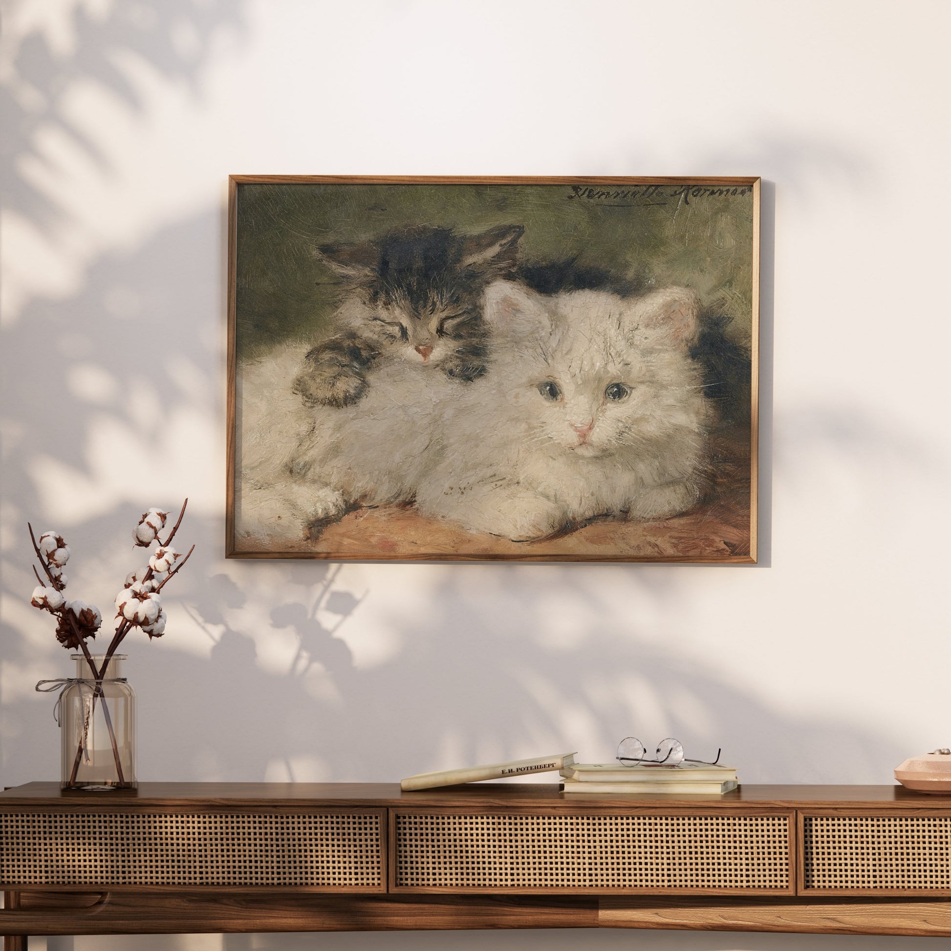Premium Poster of Vintage Style Cute Cats Resting Painting Posters