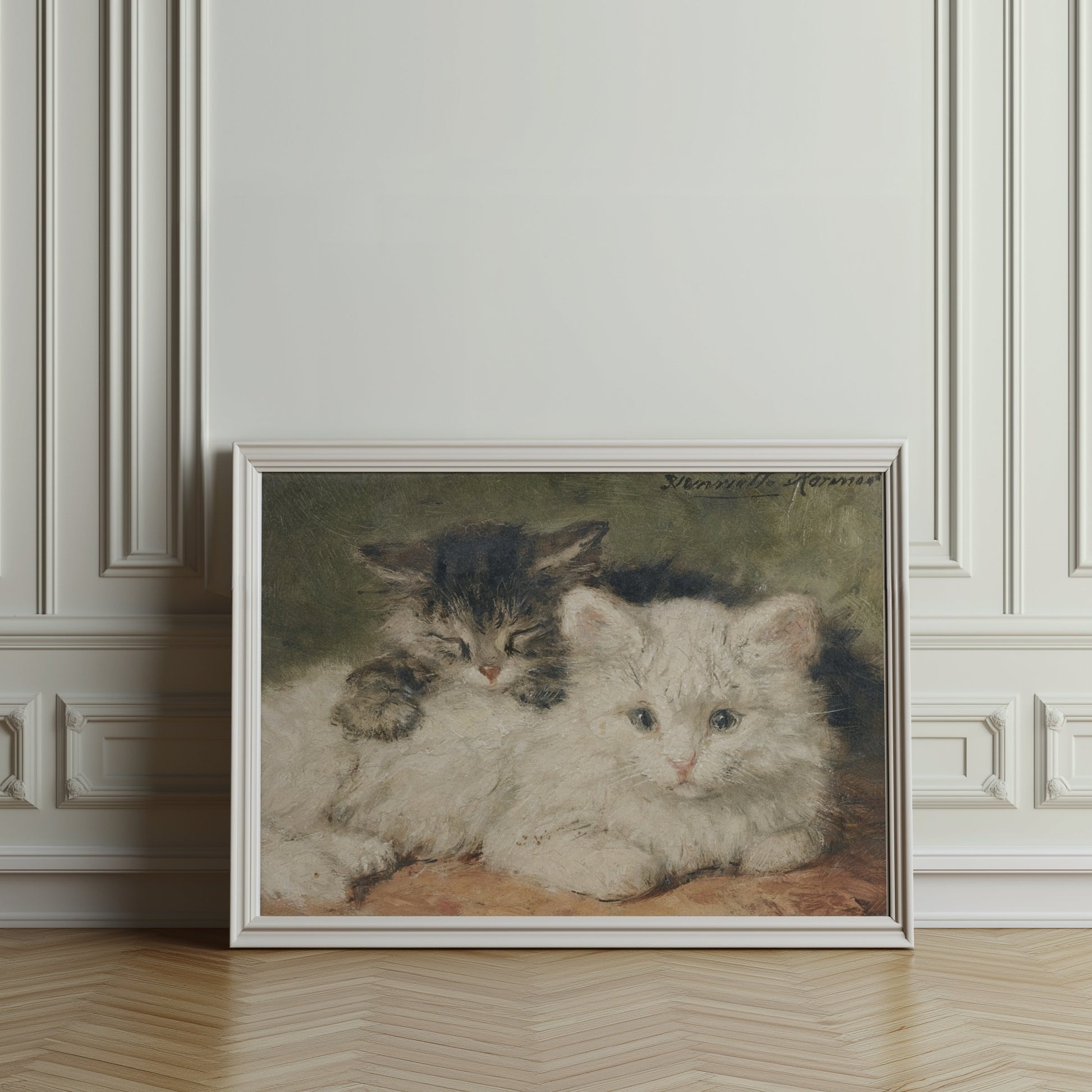 Premium Poster of Vintage Style Cute Cats Resting Painting Posters