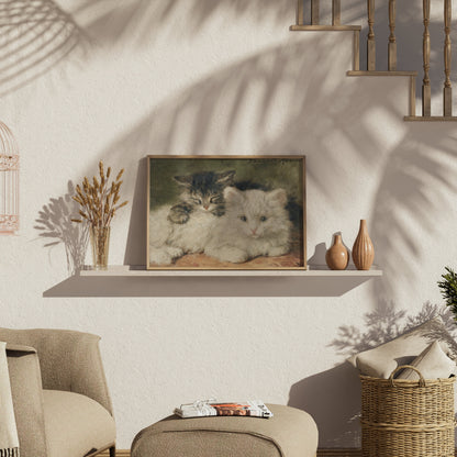 Premium Poster of Vintage Style Cute Cats Resting Painting Posters