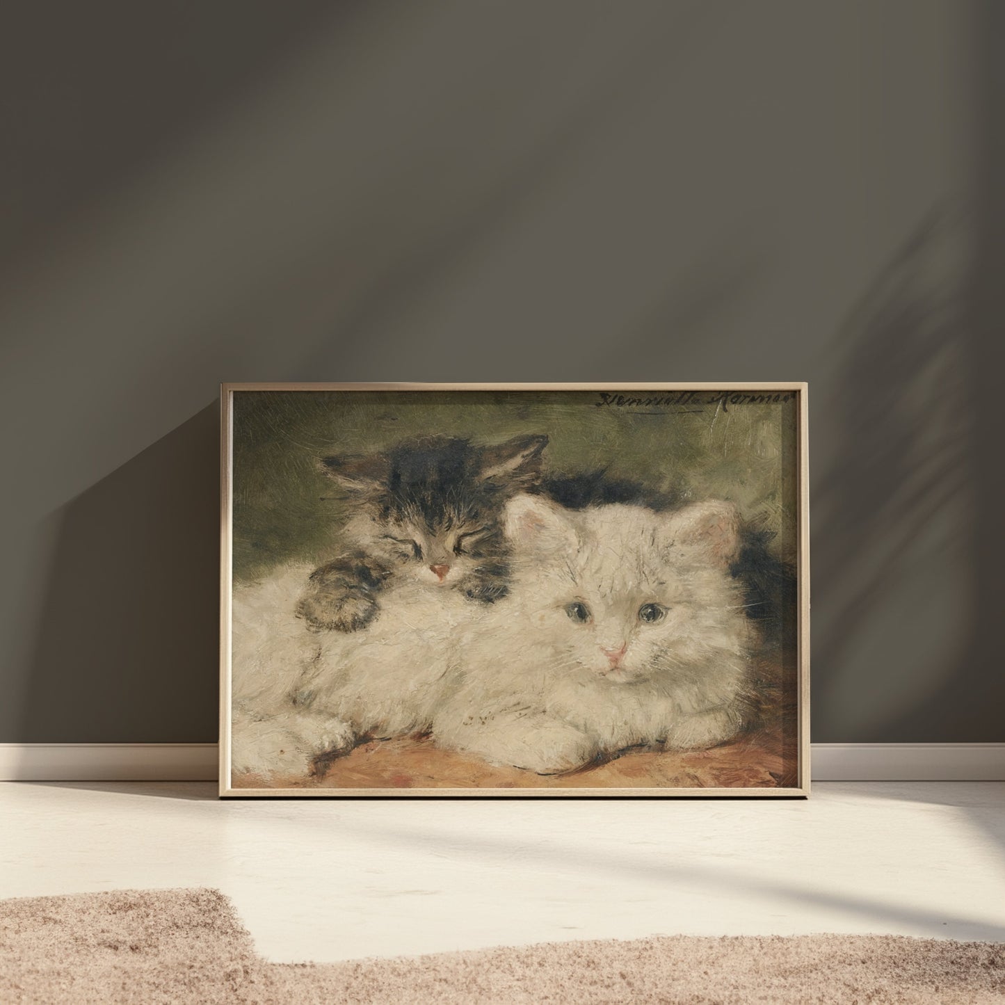 Premium Poster of Vintage Style Cute Cats Resting Painting Posters