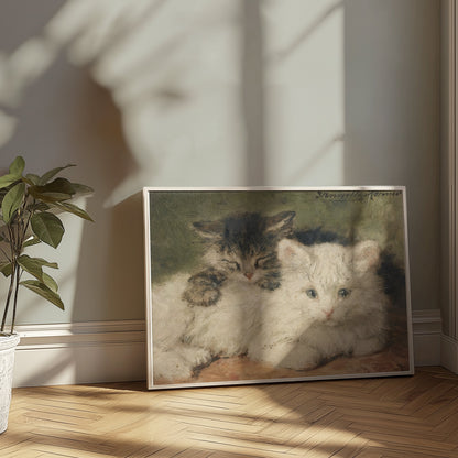 Premium Poster of Vintage Style Cute Cats Resting Painting Posters