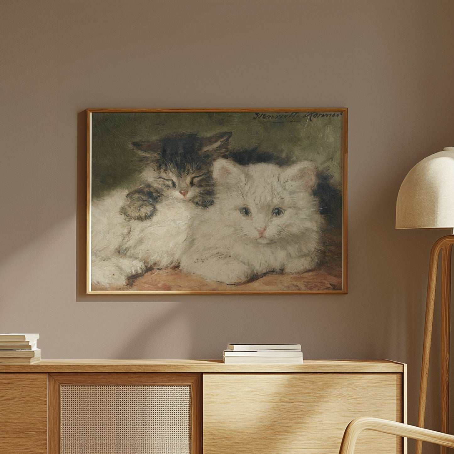 Premium Poster of Vintage Style Cute Cats Resting Painting Posters