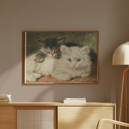 Premium Poster of Vintage Style Cute Cats Resting Painting Posters