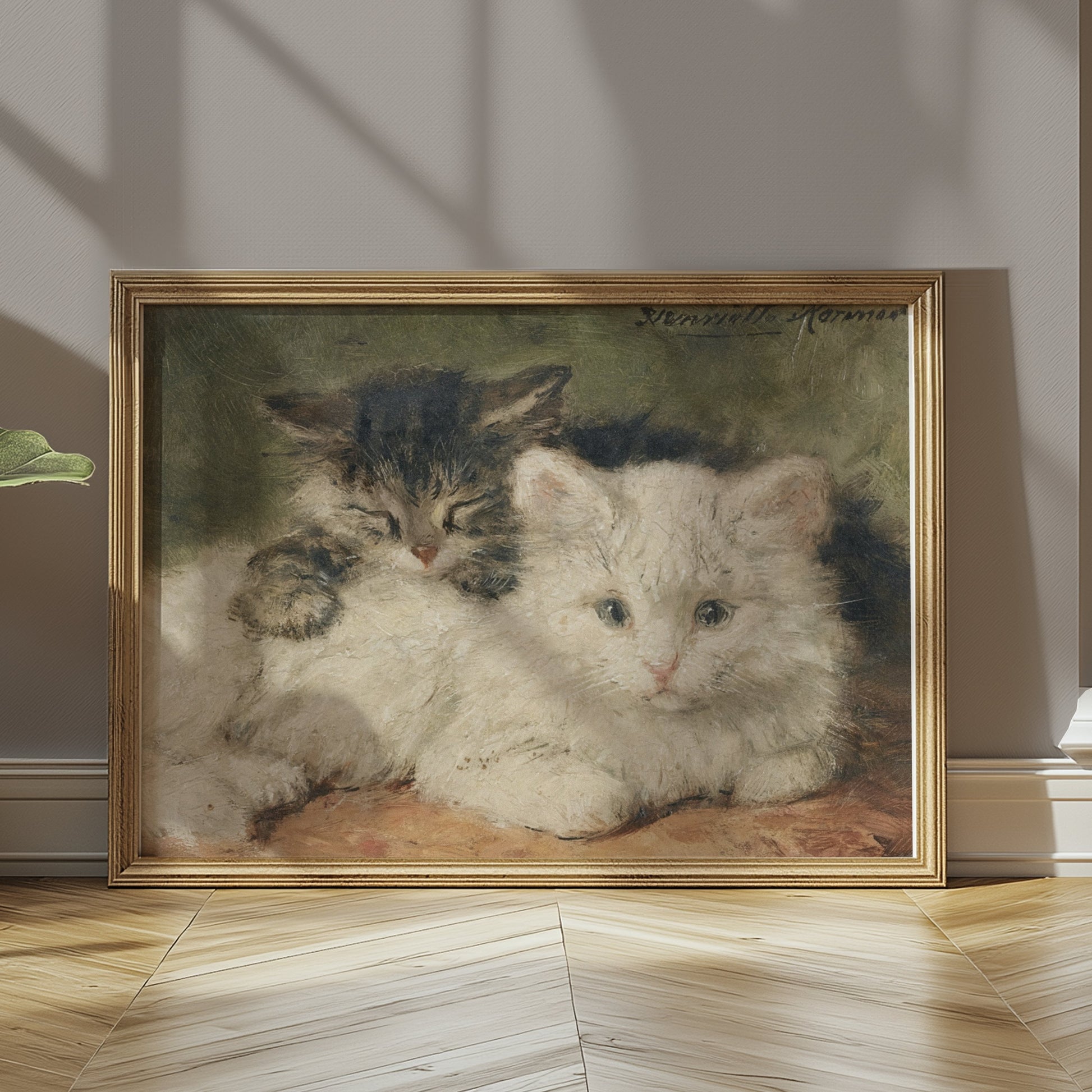 Premium Poster of Vintage Style Cute Cats Resting Painting Posters
