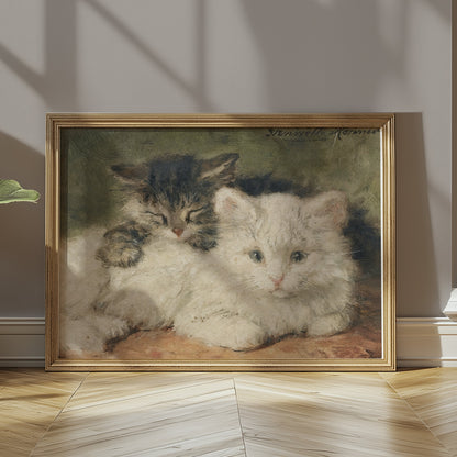 Premium Poster of Vintage Style Cute Cats Resting Painting Posters