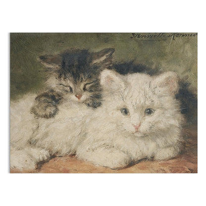 Premium Poster of Vintage Style Cute Cats Resting Painting Posters
