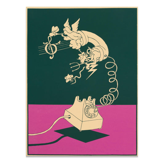 Premium Poster of Vintage Style Dove and Telephone Retro Art Colorful Posters